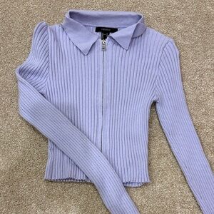 Forever 21 Women's Lavender Ribbed Button Down Shirt